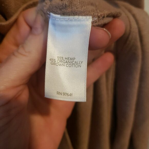 Pure Jill Duster Cardigan 3/4 Sleeve Button Pocket Hemp Organic Cotton Brown M - Picture 9 of 9